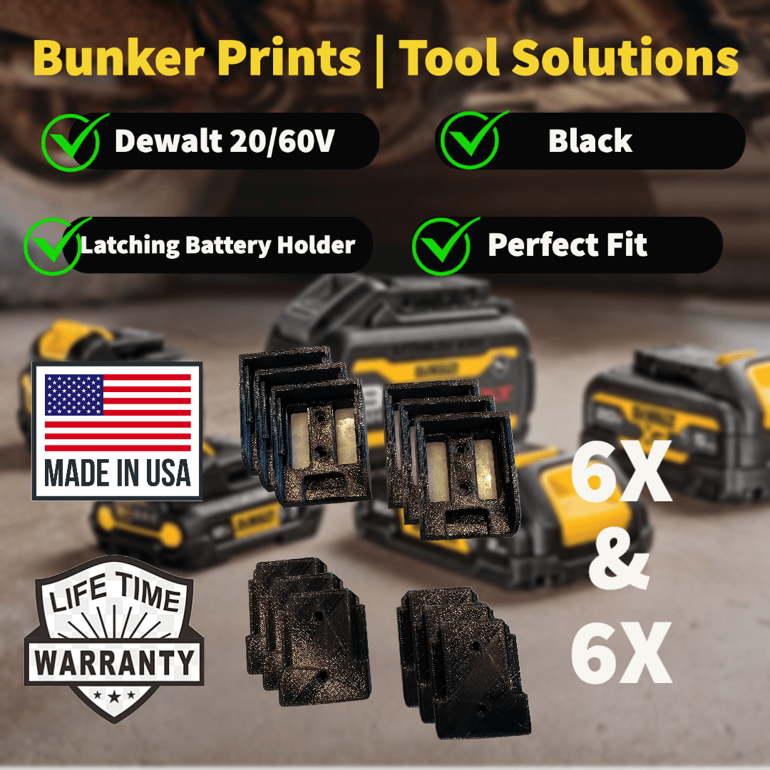 thumbnail image 2 of Leverage Design DeWalt Tool Mounts – 12 Pack, 20V/60V Battery Holders / Hangers, Made In USA 2 of 6