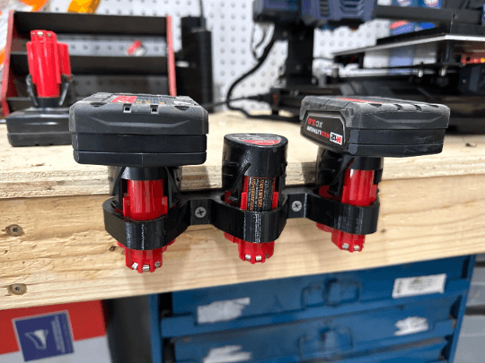 Milwaukee 12V Battery Holder | Milwaukee Battery Mount 12V | Milwaukee Battery | Milwaukee M12 Battery Rack - Bunker Prints