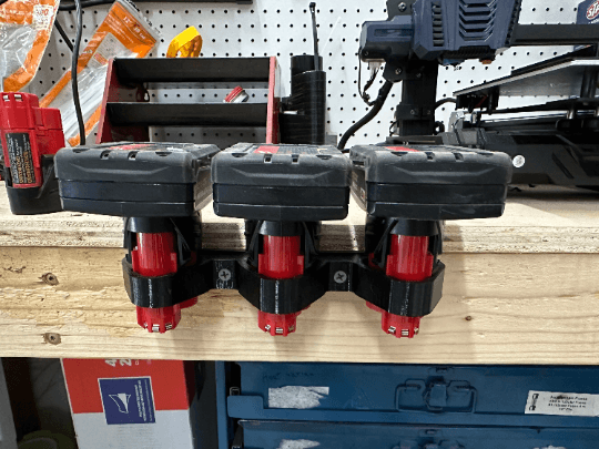 Milwaukee 12V Battery Holder | Milwaukee Battery Mount 12V | Milwaukee Battery | Milwaukee M12 Battery Rack - Bunker Prints