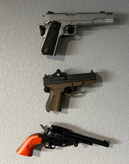 Pistol Wall Mount, Glock, Springfield, Smith and Wesson, Canik, Taurus.