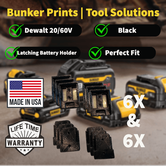 DeWALT 20V 60V Tool & Battery Mounts/Hangers/Holder - Perfect Fit -6/6 Combo Pack - Bunker Prints